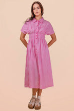 Load image into Gallery viewer, Stripe Midi Shirt Dress PINK - South Main Boutique
