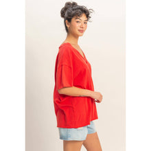 Load image into Gallery viewer, Washed V-Neck Tee RED
