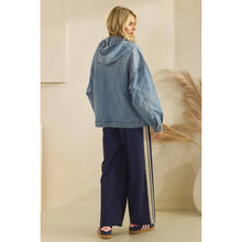 Load image into Gallery viewer, Hooded Quarter Zip Denim
