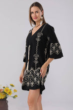 Load image into Gallery viewer, JP6011 Nala Embroidered Cover Up Dress With Tassel Ties - South Main Boutique
