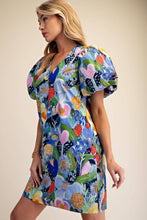 Load image into Gallery viewer, Balloon Sleeve Floral Printed Mini Dress: Blue / S - South Main Boutique
