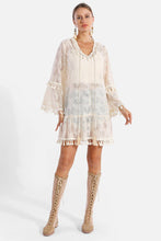 Load image into Gallery viewer, JP5204 Emery Tassel Tie Knot Lace Cover Up - South Main Boutique
