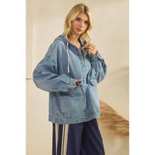 Load image into Gallery viewer, Hooded Quarter Zip Denim
