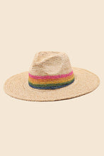 Load image into Gallery viewer, Rainbow Stripe Braided Sun Hat: TAN - South Main Boutique
