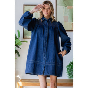 Smocked Dark Wash Dress