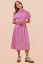Load image into Gallery viewer, Stripe Midi Shirt Dress PINK - South Main Boutique
