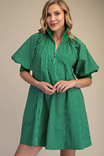 Load image into Gallery viewer, Mock Neck Band Puff Sleeve Mini Dress: Kelly Green / S - South Main Boutique
