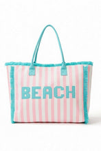 Load image into Gallery viewer, MB0331 Striped Terry Cloth Beach Tote Bag: Pink - South Main Boutique
