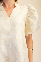 Load image into Gallery viewer, Ruffle V-Neck Puff Sleeve Mini Dress: Champagne / M - South Main Boutique
