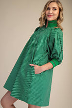 Load image into Gallery viewer, Mock Neck Band Puff Sleeve Mini Dress: Kelly Green / S - South Main Boutique
