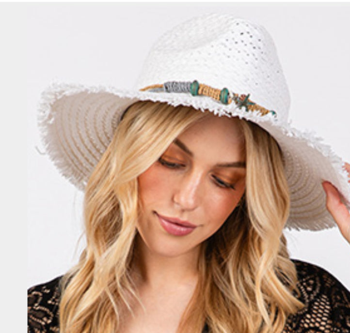 White Frayed Straw