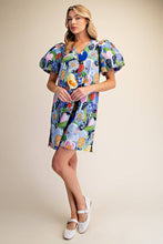 Load image into Gallery viewer, Balloon Sleeve Floral Printed Mini Dress: Blue / S - South Main Boutique
