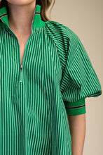 Load image into Gallery viewer, Mock Neck Band Puff Sleeve Mini Dress: Kelly Green / S - South Main Boutique
