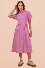Load image into Gallery viewer, Stripe Midi Shirt Dress PINK - South Main Boutique
