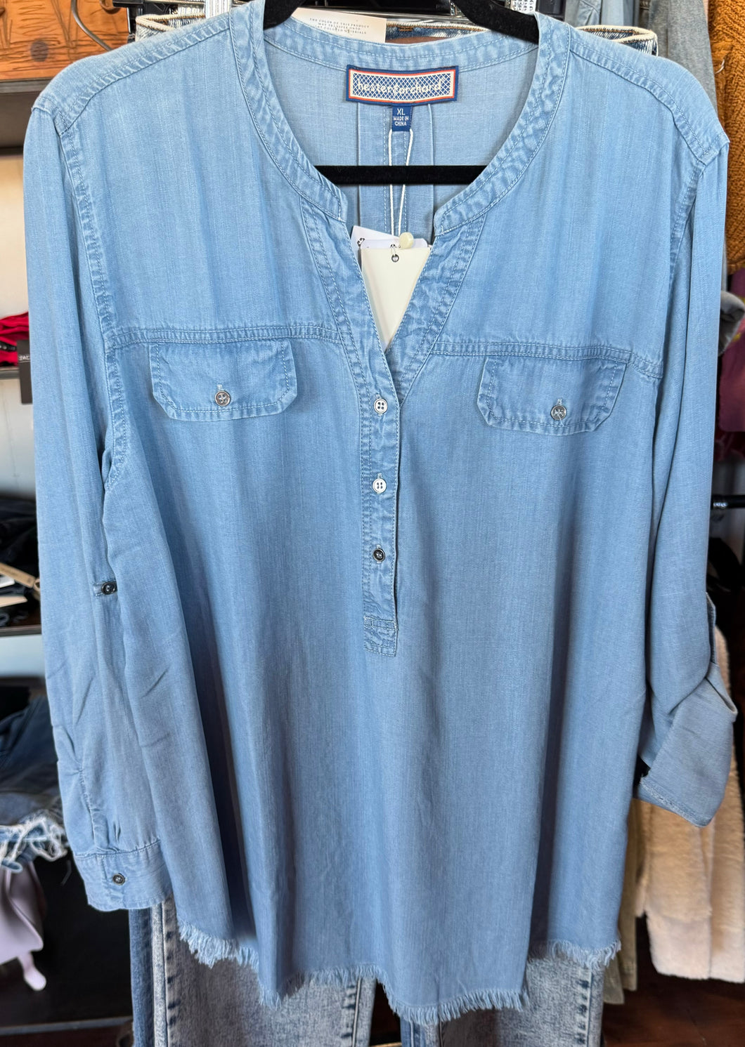 Frayed Denim Top