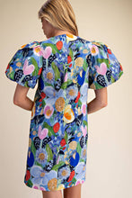 Load image into Gallery viewer, Balloon Sleeve Floral Printed Mini Dress: Blue / S - South Main Boutique
