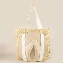 Load image into Gallery viewer, Large Straw Braided Tote Bag With Hat Holder: KA - South Main Boutique
