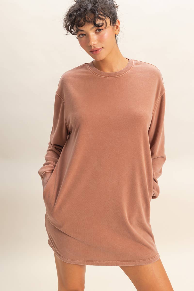Sweatshirt Dress CHESTNUT