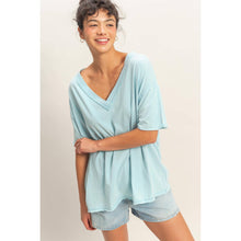 Load image into Gallery viewer, Washed V-Neck Tee BLUE
