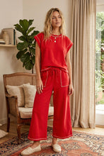 Load image into Gallery viewer, Red Contrast Stitch Lounge Set
