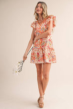 Load image into Gallery viewer, EXCLUSIVE FLORAL PRINT FLUTTER SLEEVE MINI DRESS MDR4722: IVORY MULTI / S - South Main Boutique
