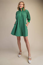 Load image into Gallery viewer, Mock Neck Band Puff Sleeve Mini Dress: Kelly Green / S - South Main Boutique
