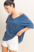 Load image into Gallery viewer, Washed Navy V-Neck Tee
