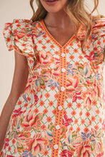 Load image into Gallery viewer, EXCLUSIVE FLORAL PRINT FLUTTER SLEEVE MINI DRESS MDR4722: IVORY MULTI / S - South Main Boutique
