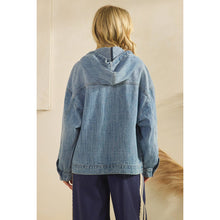 Load image into Gallery viewer, Hooded Quarter Zip Denim
