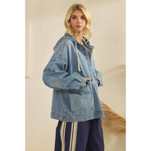 Load image into Gallery viewer, Hooded Quarter Zip Denim
