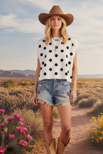 Load image into Gallery viewer, Polka Dot Sleeveless Knit Sweater Top: WHITE/BLACK / M - South Main Boutique
