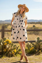 Load image into Gallery viewer, Polka Dot Button Down Pleated Poplin Mini Dress: CREAM/BLACK / M - South Main Boutique
