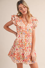 Load image into Gallery viewer, EXCLUSIVE FLORAL PRINT FLUTTER SLEEVE MINI DRESS MDR4722: IVORY MULTI / S - South Main Boutique
