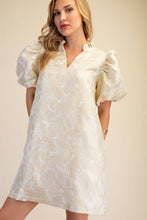Load image into Gallery viewer, Ruffle V-Neck Puff Sleeve Mini Dress: Champagne / M - South Main Boutique

