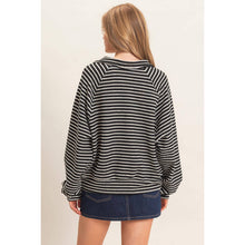 Load image into Gallery viewer, BLK Striped Collared Sweatshirt
