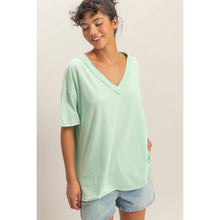 Load image into Gallery viewer, Washed V-Neck Tee MINT - South Main Boutique
