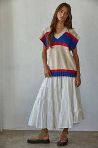 Striped V-Neck Vest