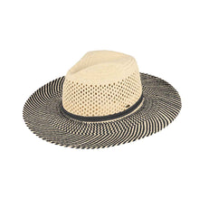 Load image into Gallery viewer, PNC0006 Two-Tone Open Crochet Sun Hat: Black - South Main Boutique
