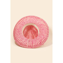 Load image into Gallery viewer, Checkered Straw Weave Sun Hat: FU - South Main Boutique
