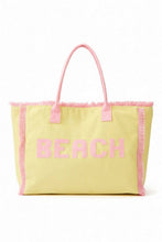 Load image into Gallery viewer, MB0330 Terry Cloth Fringe Beach Tote Bag: Yellow - South Main Boutique
