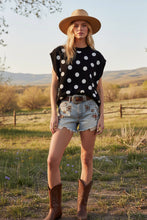 Load image into Gallery viewer, Polka Dot Sleeveless Knit Sweater Top: BLACK/WHITE / S - South Main Boutique
